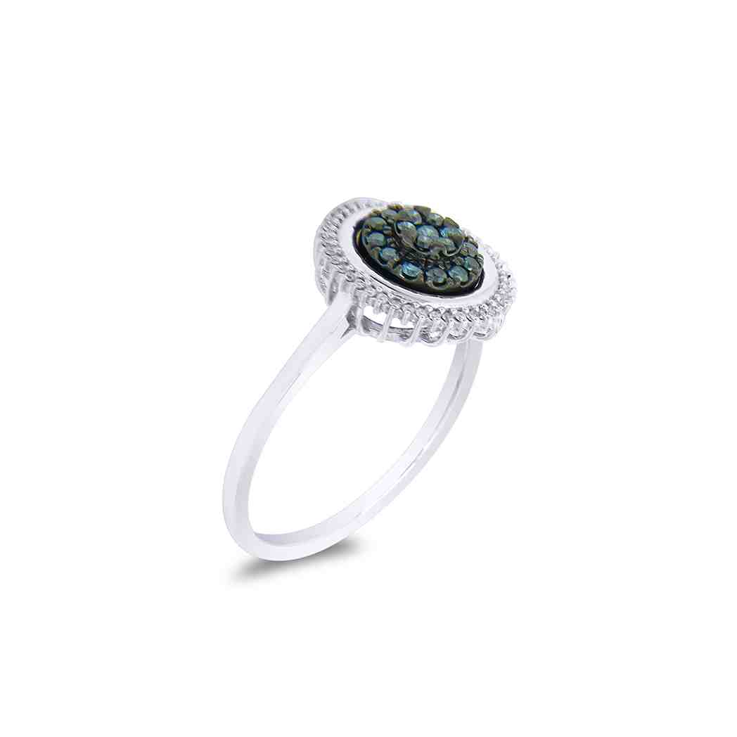  Blue & white Diamond Single Halo Ring PD31024ALR